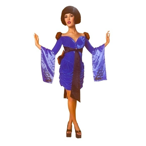 Dresses & Skirts - Geisha Black and Blue Velvet Dress Halloween Costume - Size M 8-10